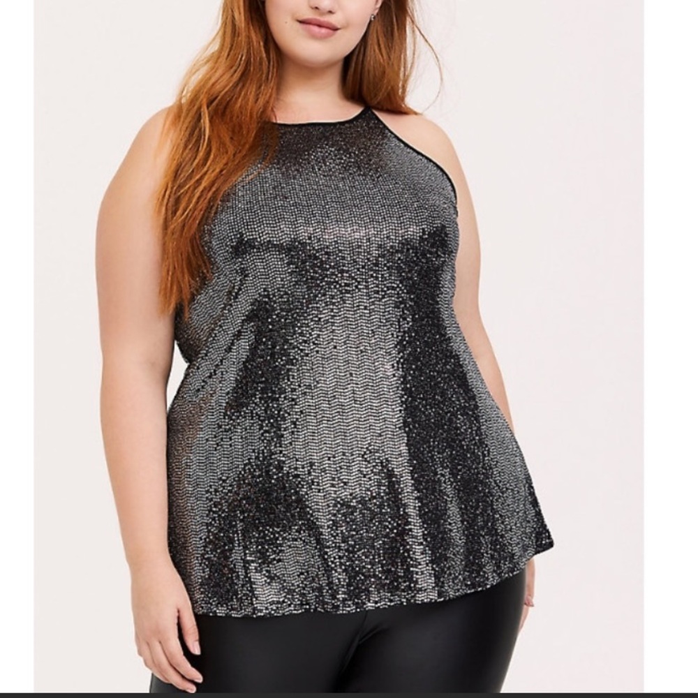 Torrid black & silver sequin high neck tank